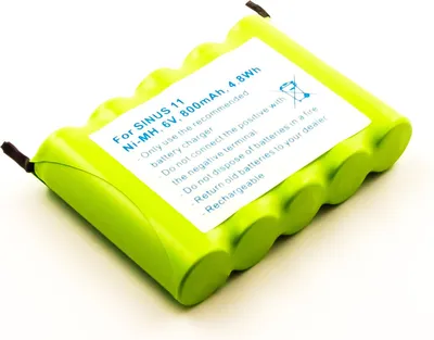 Produktbild von Ersatzakku für Telekom Sinus 11 – NiMH Akku 6 V 800 mAh (5× AA, Lötfahne)