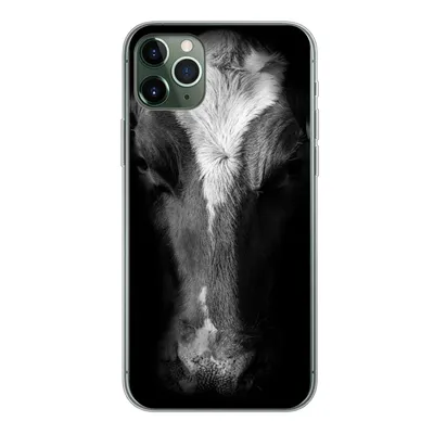Produktbild von MuchoWow® Handyhülle Schutzhülle Hülle für iPhone 11 Pro Max Kuh - Tiere - Schwarz Silikon Softcase Handy Hülle - Schutz