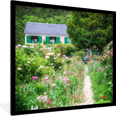 Produktbild von MuchoWow® Gerahmtes Poster Weg zum Bauernhaus mit Türen im Garten von Monet in Frankreich 40x40 cm - Poster mit Schwarzem Bilderrahmen Wandposter Rahmen Foto Bilder - Mit Rahmen - Wanddekoration Schlafzimmer
