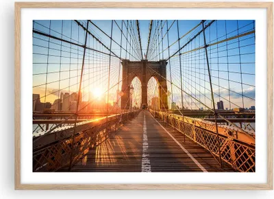 Produktbild von Gerahmtes Poster - Rahmen in heller Eiche - New York Brücke - 70x50 cm - Wand Bild - Wanddeko - Wandbilder - Kunstposter - Wandposter - Bilderrahmen - Bilder - Kunstdruck - Wandbild - P2NAA70x50-3707