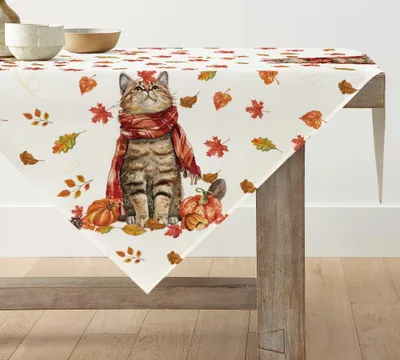 Herbst-Tischdecke, Kürbis-Ahornblatt, 85x85 cm, Polyester