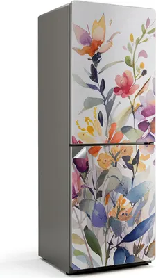 Produktbild von Blumenstickmuster – Kühlschrank Aufkleber – Klebefolie Kühlschrank – Kühlschrank Nachbildung – Kühlschrankfolie selbstklebend – Küchen Nachbildungation – 70x190 cm