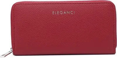 Image de Portefeuille féminin élégant en faux cuir translucide - Portefeuille rouge pour cartes, pièces de monnaie et billets de banque