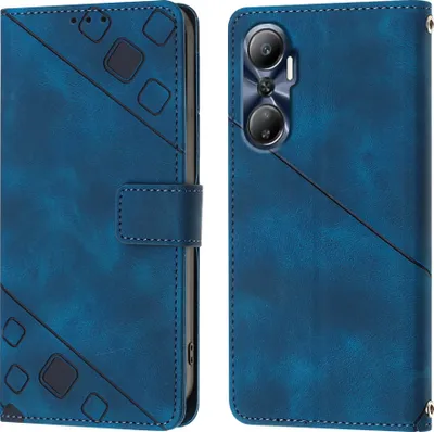 Produktbild von Hülle für Infinix Hot 20 4G X6826 Prägung Flip Leder Brieftasche Schutzhülle mit Ständer Blau