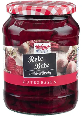 Obrázek produktu pro Hofgut plátky červené řepy s jemnou a pikantní chutí 720ml