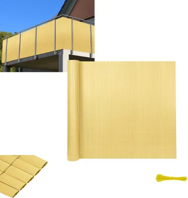 Produktbild von XINZI  PVC Sichtschutzmatte Sichtschutzzaun Sichtschutzzaun Privatsphäre Wetterfest für Garten, Balkon und Terrasse, 80 x 300 cm Bambus