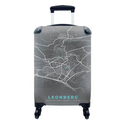 Produktbild von MuchoWow® Koffer Handgepäck Trolley Rollkoffer Kleine Reisekoffer mit 4 Rollen - Deutschland - Blau - Leonberg - Stadtplan - Karte - Cabin Size < 55x40x23 cm & 55x40x20 cm - Fotokoffer - Kabinenkoffer - Boardgepäck - Reise-Box - Reisekoffer - Reisegepäck - Koffer mit Bild - Trolley für Kinder