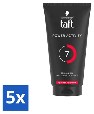 Imagen del producto de 5 unidades de gel moldeador Taft Power Active, 150 ml cada uno. Paquete económico
