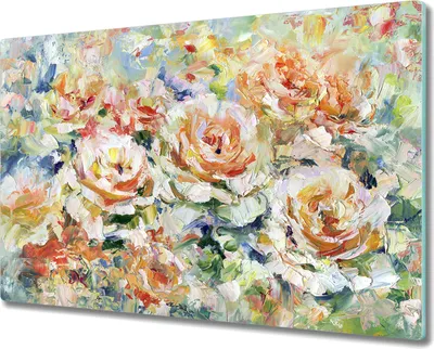 Produktbild von Glas-Herdabdeckplatte Glaskeramikkochfeld-Abdeckung Spritzschutz - 80x52 cm - Rosen Floral Garten