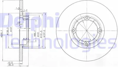 Produktbild von 2x DELPHI Bremsscheibe BG3551 für CHEVROLET MATIZ (M200 M250) 35 5mm 236mm