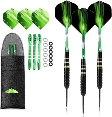Productafbeelding van Professionele dartset met 3 stuks - Turnierset met 23 gram darts, een Polyurethankoffer en een zwarte coating