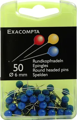 Produktbild von Rundkopfnadeln 6mm hellblau VE=50 Stück.