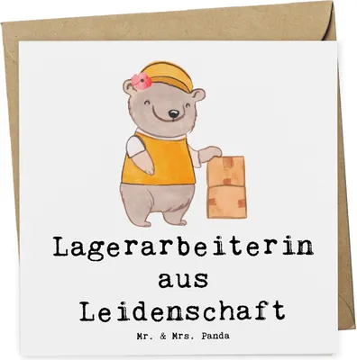 Produktbild von Mr. & Mrs. Panda doppelkarte Lagerarbeiterin Leidenschaft - Weiß - Geschenk, Lustig, anlasskarte, Witzig, Fachlageristin, Ausbildung, Klappkarte, faltkarte, Spruch
