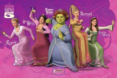 Image de Shrek - Poster - 3 des troisièmes princesses + 1 sur-poster de taille 61x91,5cm