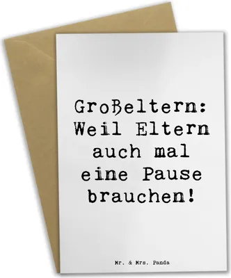 Produktbild von Mr. & Mrs. Panda babykarte Spruch Großeltern Pause - Weiß - Geschenk, einzigartige Designs, osterkarte, Weisheit, Familienunterstützung, Lächeln, hochzeitskarten