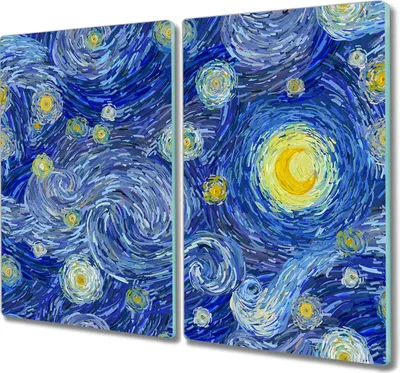 Produktbild von Coloray Hackbrett Kochplattenabdeckung Herdabdeckplatte 2x30x52 cm Schneidebrett Küchenbrett - Sterne Nachthimmel