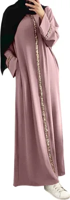 Image de ASKSA Femme Robe Musulmane Manches Longues Islamique Ramadan Robe de Prière Longue (Rose,XXL)
