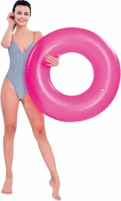 Produktbild von Sun Club Schwimmreifen Mozaik 90 cm – aufblasbarer Schwimmring für Kinder & Erwachsene, Premium PVC, UV-beständig, rosa transparent mit Glitzer-Effekt