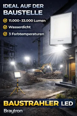 Productafbeelding van Braytron 20W LED-schijnwerper voor buiten, IP65 – Superheldere 2200LM-verlichting met kleurtemperatuurkeuze 3000K/4000K/6500K, waterdichte aluminium buitenverlichting