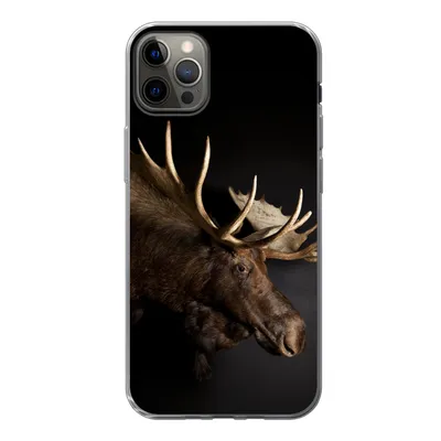 Produktbild von MuchoWow® Handyhülle Schutzhülle Hülle für iPhone 12 Pro Max Elch - Geweih - Porträt Silikon Softcase Handy Hülle - Hartschale