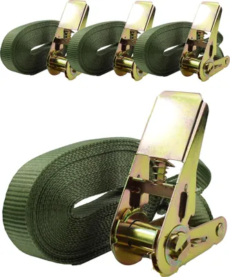 Produktbild von 4x Profi Ratschen Spanngurt Spanngurte Zurrgurt 1-tlg 6m 0,8t 0,8to 800 kg OLIV