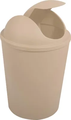 Image de MSV Seau à cosmétiques Poubelle à couvercle basculant 5,5 litres plastique beige