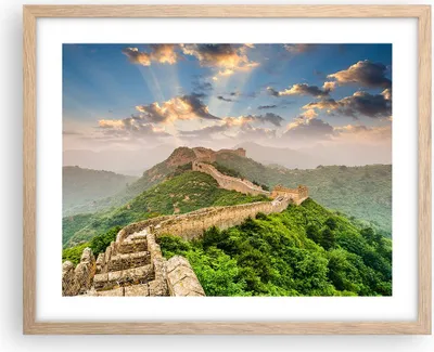 Produktbild von Gerahmtes Poster - Rahmen in heller Eiche - Wand Berg asiatisch china - 50x40 cm - Wand Bild - Wanddeko - Wandbilder - Wandposter - Bilderrahmen - Bilder - Kunstdruck - Wandbild - P2NAA50x40-3069