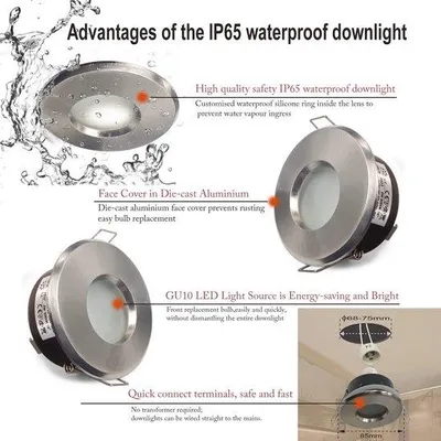 Productafbeelding van Waterdichte LED Plafondspots voor Badkamer en Keuken - 4 x 5W Warm Wit 3000K