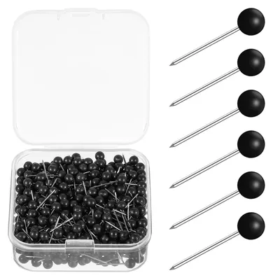 Produktbild von 500 Stück Pinnadeln - Schwarz - 1/8 Zoll Kopf mit Stahlspitze