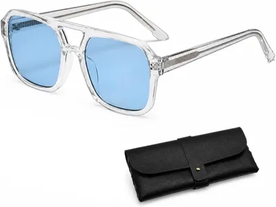 Imagen del producto de Gafas de sol con protección UV400, lentes azules, montura transparente de policarbonato, ideales para conducir