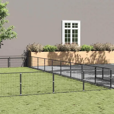 Produktbild von vidaXL Hundezwinger Schwarz 90 m² Stahl