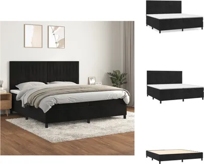 Produktbild von vidaXL Boxspringbett mit Matratze Schwarz 200x200 cm Samt - Betten & Bettgestelle
