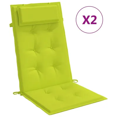 Image de vidaXL Coussins de chaise à haut dossier 2 pcs. Tissu Oxford vert vif