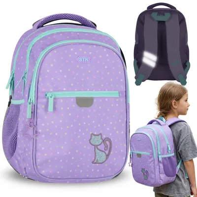 Produktbild von Katze verstärkter Schulrucksack für Mädchen, mit Reflektoren, vier Fächern, 24 l
