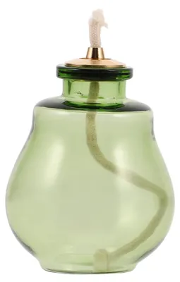 Retro Avocado-Öllampe aus Glas, Tischlampe, Teelichthalter