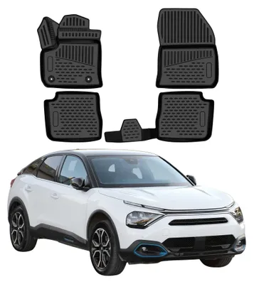 Imagen del producto de OMAC: Alfombrillas para el suelo de Citroën ë-C4, modelos 2020-2026, de goma TPE, color negro, juego de 4 piezas, Imagen generada por IA