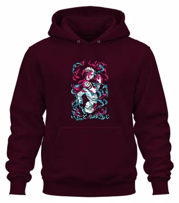 Immagine prodotto di Jujutsu Kaisen Itadori Yuji Sukuna Anime Estetica Fiamme Oscure Felpa con cappuccio Unisex, Borgogna, 3XL