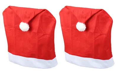 Produktbild von 2 Stück Weihnachts-Stuhlhussen, Nikolaushussen, Weihnachtsstuhlbezug, Stuhldekoration, ca.50 x 62cm, Filzoptik