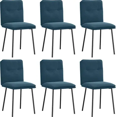 Produktbild von vidaXL Esszimmerstühle 6 Stk. Blau Samt
