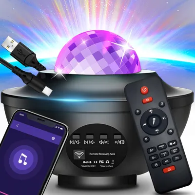 Obrázek produktu pro Led Rotující Hvězda Projektor Pro Děti Usb, 21 Efektů, Bluetooth + Dálkové Ovládání