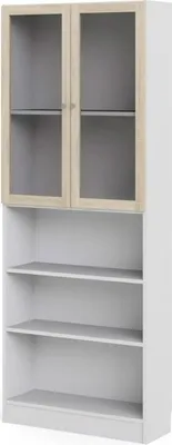 Produktbild von Base Regal 2 Glastüren und 2 Ablagen weiss, Eiche Struktur Nachbildung.