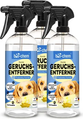 Produktbild von bio-chem Hunde Geruchsentferner Spray 3x 750 ml - Enzymreiniger mit Mikroorganismen - Geruchsneutralisierer gegen Hundeurin Geruch - Entfernt Gerüche aus Sofa, Teppich, Polster - DE
