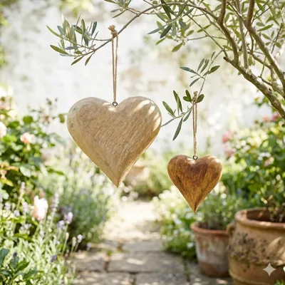 Immagine prodotto di Set di 2 cuori in legno - Decorazione