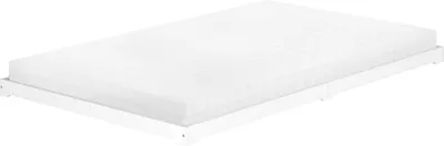 Produktbild von Weißes Bodenbett platzsparend extra niedrig in Überlänge 140x220 Kiefer V-60.47W-14-220Rollrost und Matratze inkl.