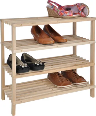 Produktbild von Holz Schuhregal 54x26x52cm 4 Ablagen Schuhablage Schuhständer steckbar