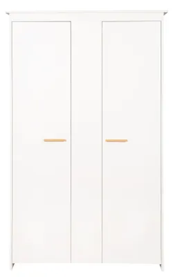 Produktbild von roba Kleiderschrank 'Anton' 2-türig in Weiß, mit modernen Holzgriffen aus Buche, für Baby- & Kinderzimmer, für Jungen & Mädchen