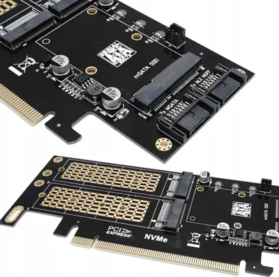 Immagine prodotto di Adattatore per PC PCIe x16 per unità M.2 (NVME + SATA NGFF) e mSATA