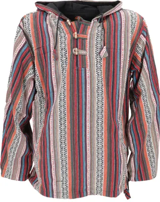 Produktbild von Goa Kapuzenshirt, Baja Hoodie, Boho Style Kapuzenpullover - Rot/braun, Herren, Baumwolle, Größe: M