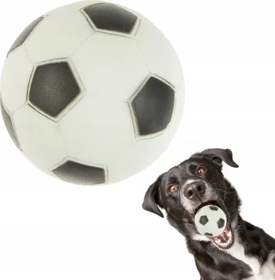 Produktbild von FOOTBALL quietschendes weißes und schwarzes 7cm Vinyl-Gummispielzeug für Hunde