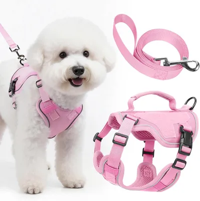 Imagen del producto de Arnés para perros con correa, antiladridos, reflectante, transpirable, ajustable, talla XXS, para perros pequeños